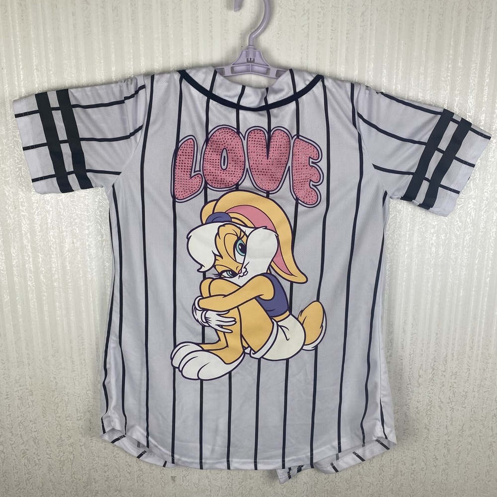 Looney Tunes Baseball Jersey Graphic Print Womens Lola Bunny MLB Shirt Size XL - Picture 2 of 11